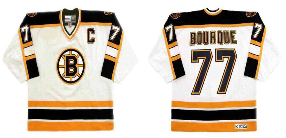 2019 Men Boston Bruins 77 Bourque White CCM NHL jerseys